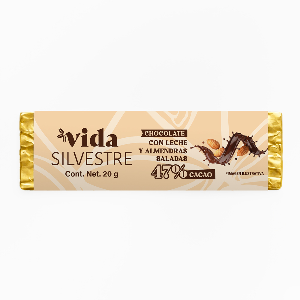 Barrita 47% Cacao con Leche y Almendras Saladas