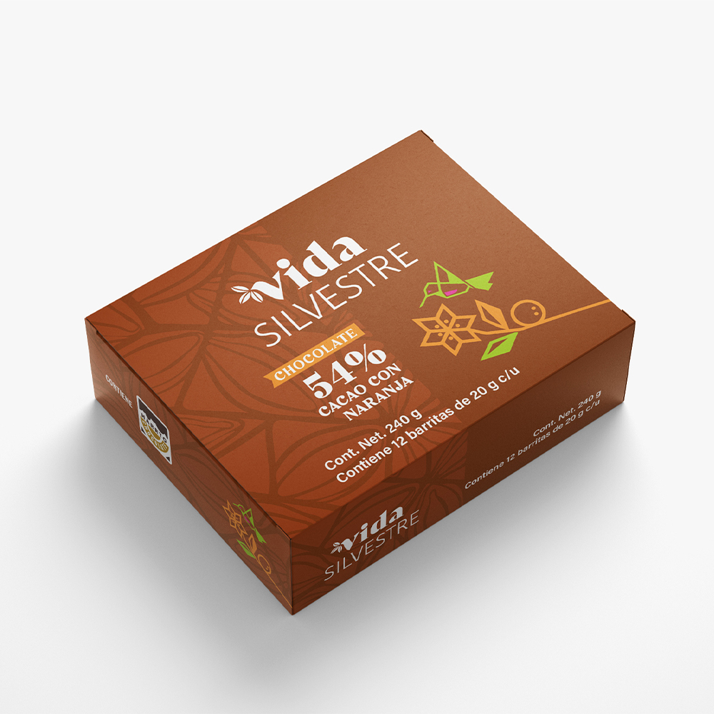 Box 12 piezas — 54% Cacao con Naranja