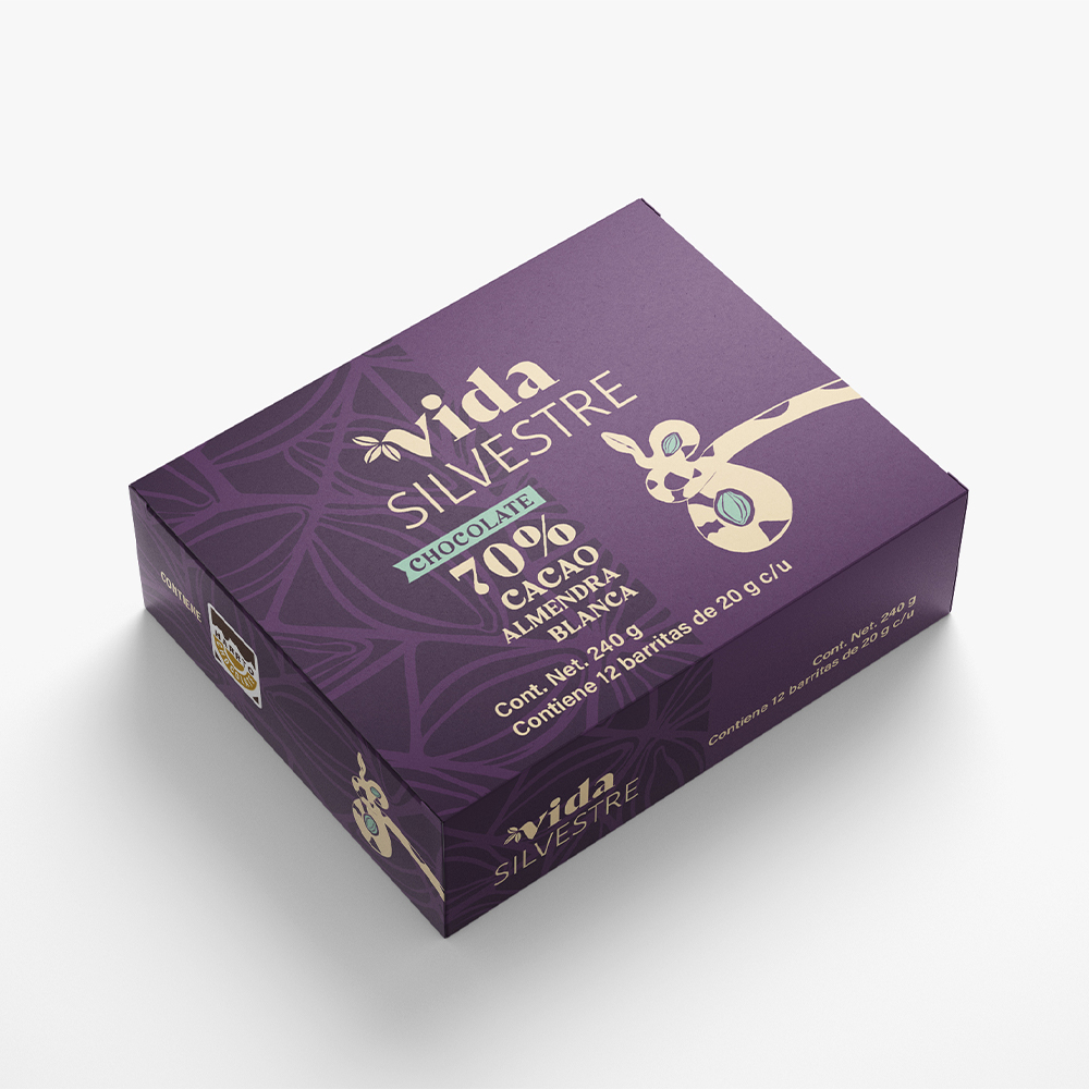Box 12 piezas — 70% Cacao con Almendra Blanca