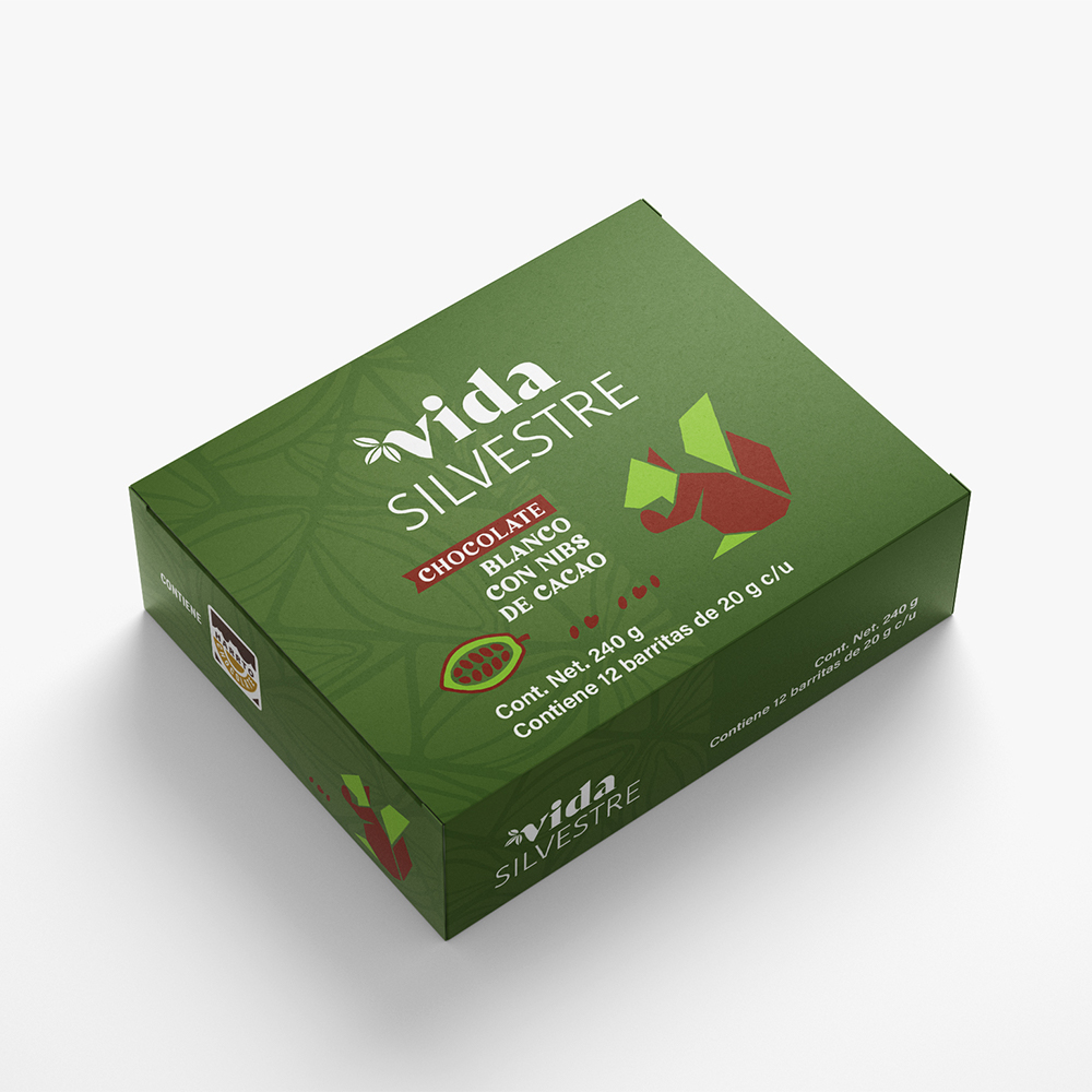 Box 12 piezas — Blanco con Nibs de Cacao